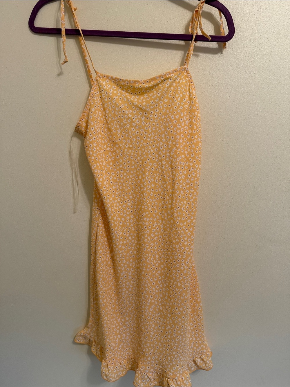Altar'd State Yellow Floral Tie-Strap Mini Dress